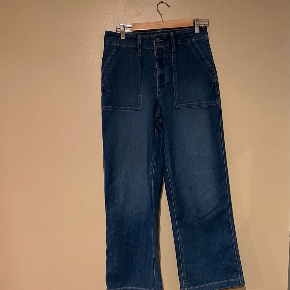 Women’s SONOMA Adaptive High Rise Wide Legs Stretch Denim Hook N Loop Fly 8 - Picture 3 of 9